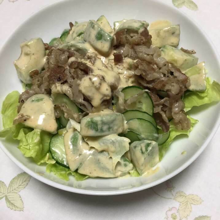 豚肉でコブサラダ風